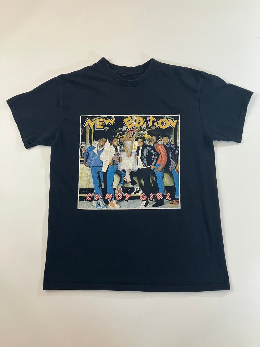 New Edition Candy Girl Black T Shirt Small White Border Album Cover R&B Graphic